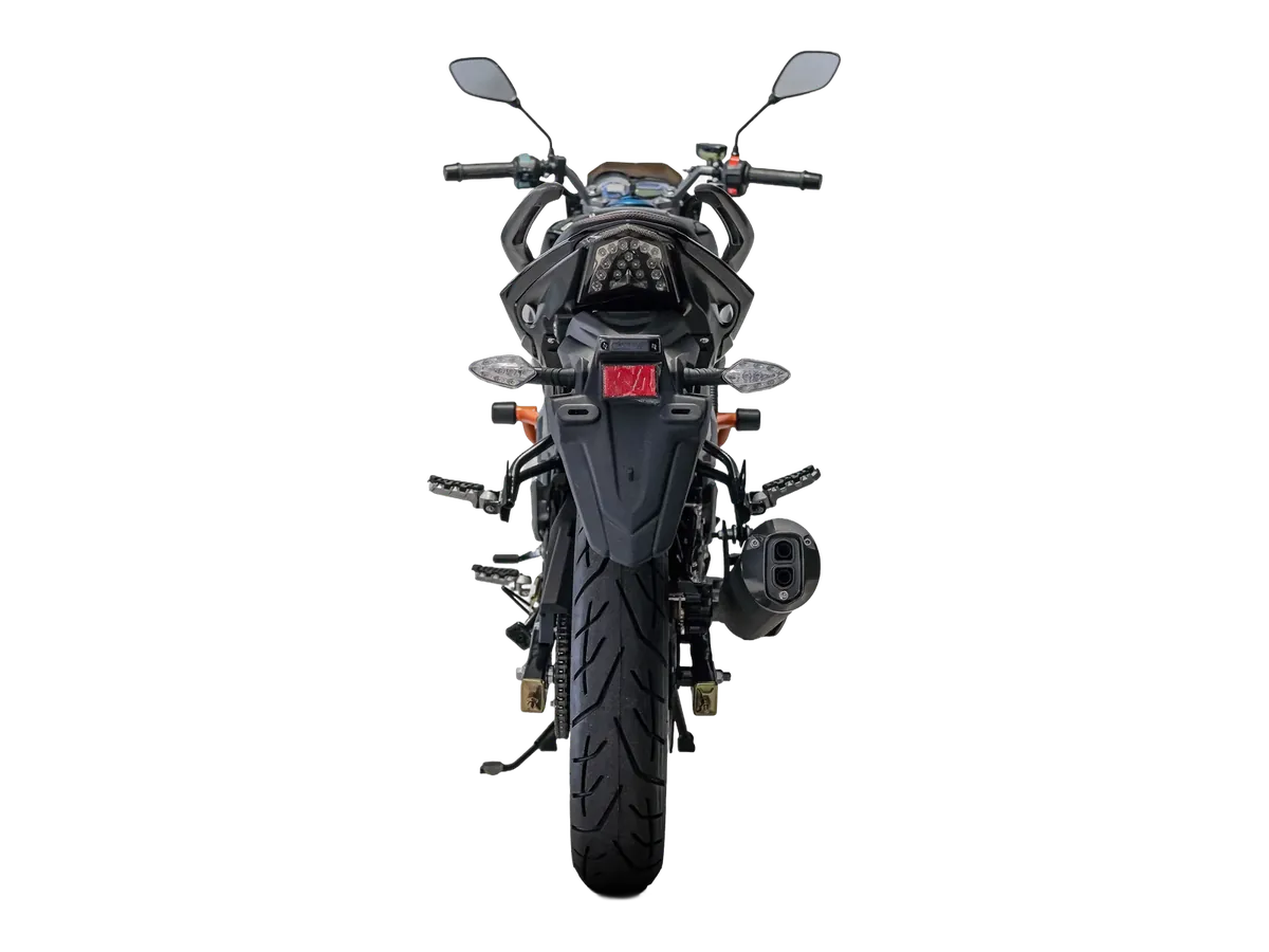Moto da frota Virtoo em três quartos frontal direito